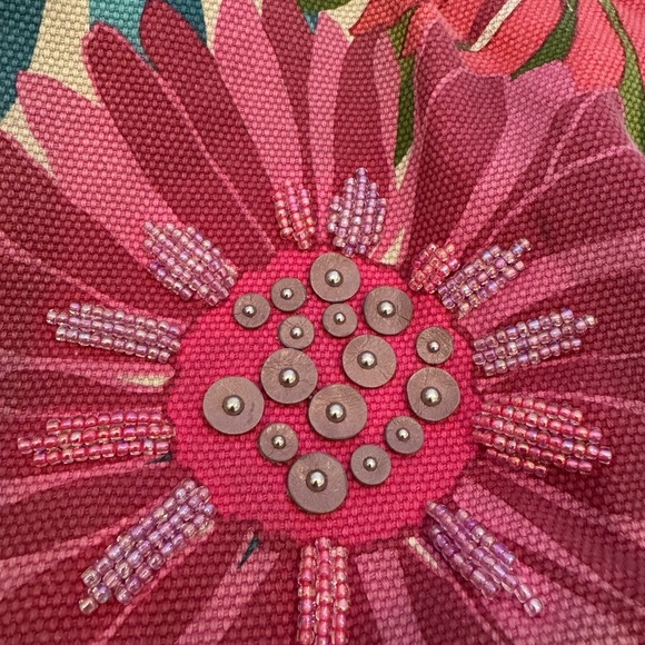 BRIGHTON 3D Flowered embroidered Pink Flowers hobo Shoulder Tote Bag - Picture 7 of 15